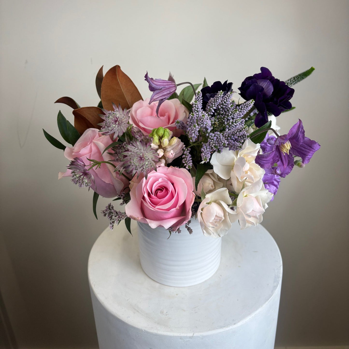 violet flower arrangement