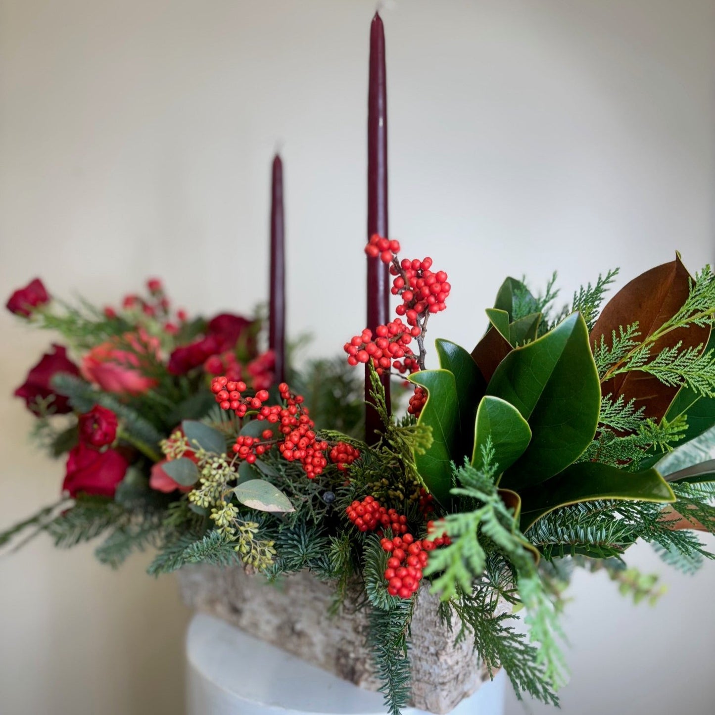 Holiday Centerpiece with candles