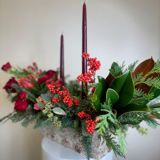 Holiday Centerpiece with candles