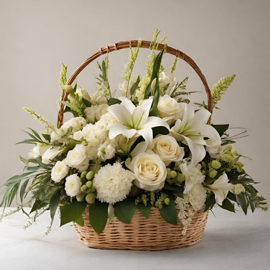 White Floral Basket Delivery Cape Cod