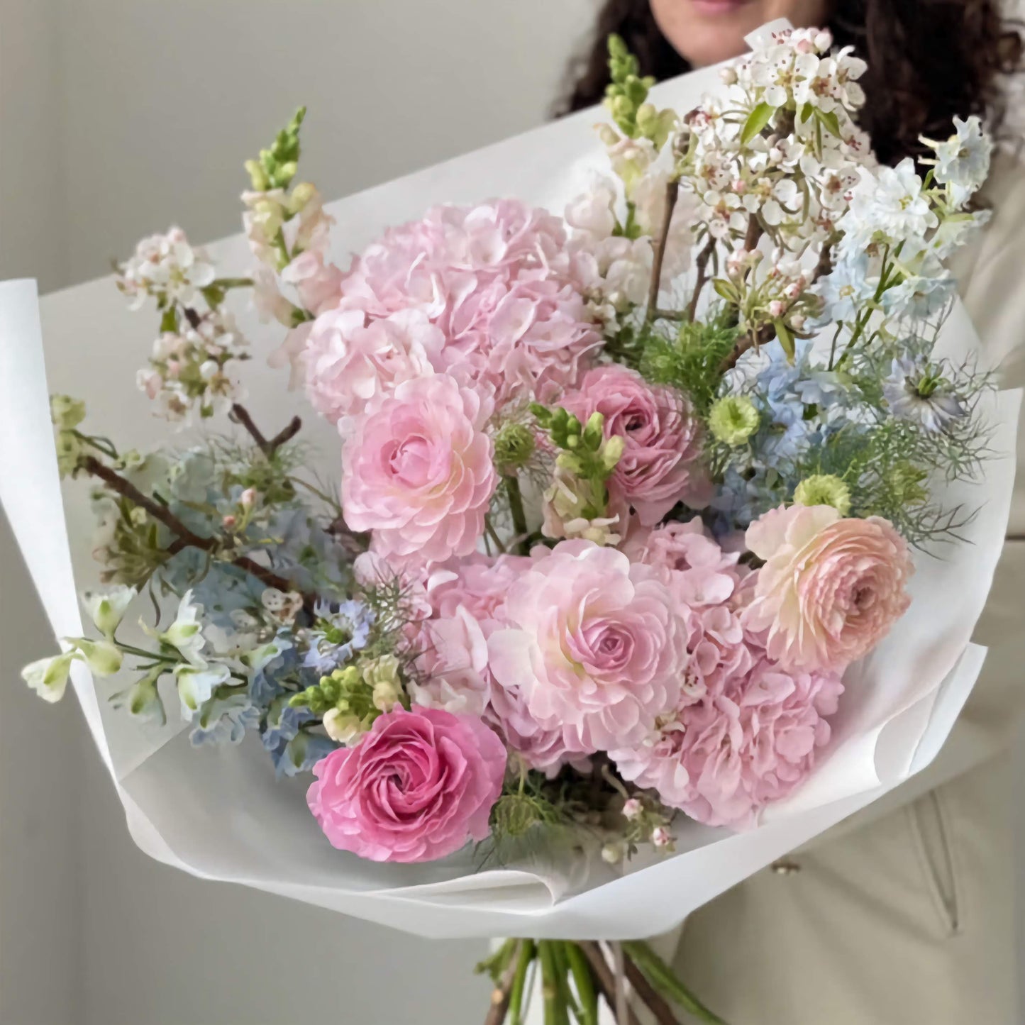 Soft pastel Hydrangea Bouquet by Jolie Flower Shop